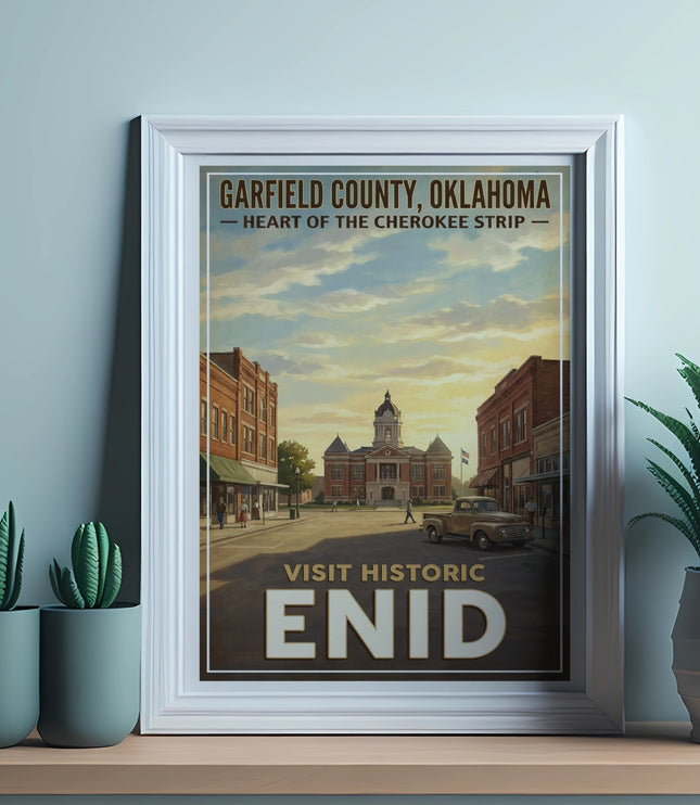 Poster of Garfield County, Oklahoma Heart of the Cherokee Strip "Visit Historic Enid".