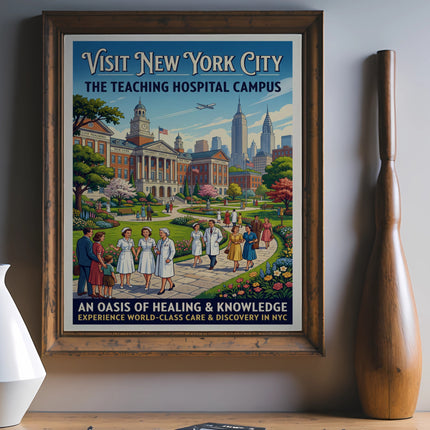 Vintage poster for Visit New York City, The Teaching Hospital Campus.