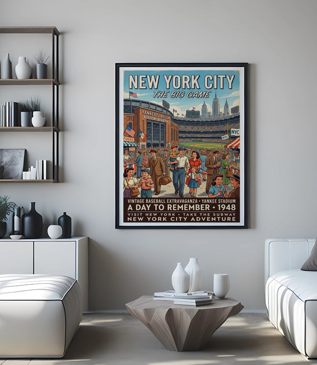 New York City The Big Game vintage baseball poster for Yankee Stadium, 1948.