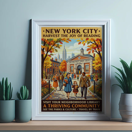 New York City Public Library poster encouraging reading and community exploration.