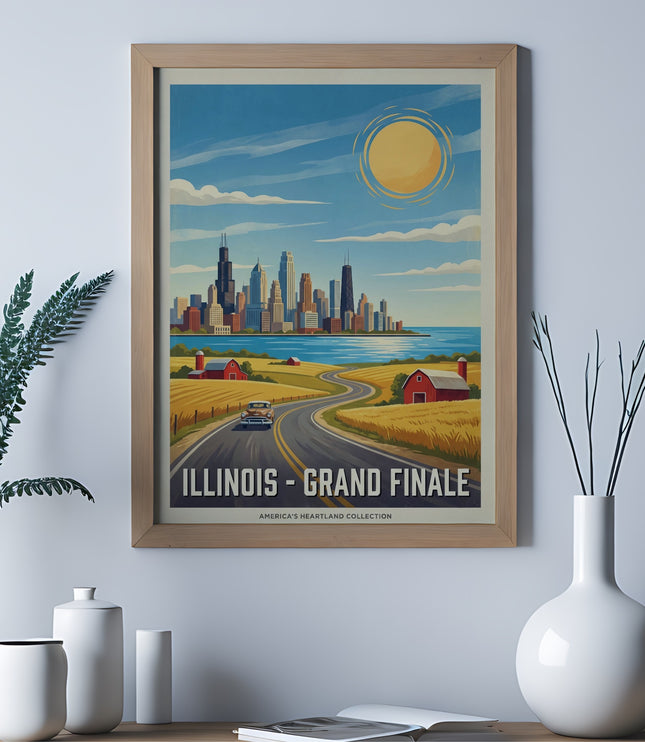 Poster of an Illinois cityscape with text "ILLINOIS - GRAND FINALE".