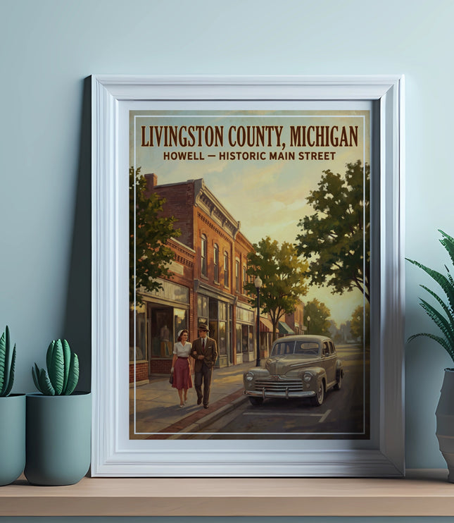 Livingston County, Michigan, Howell Historic Main Street vintage poster.