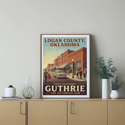 Poster of Logan County, Oklahoma, featuring Guthrie, a Victorian Gem.