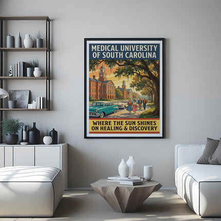 Vintage poster for Medical University of South Carolina with text.