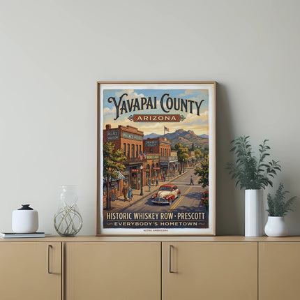 Yavapai County Arizona art print featuring Historic Whiskey Row in Prescott.