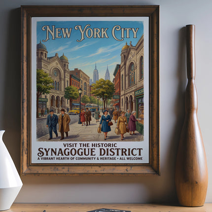 New York City poster depicting the historic Synagogue District.