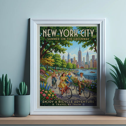 New York City Summer on the Greenway bicycle travel poster.