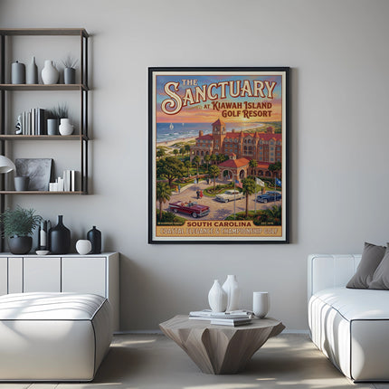 The Sanctuary at Kiawah Island Golf Resort poster with oceanfront view.