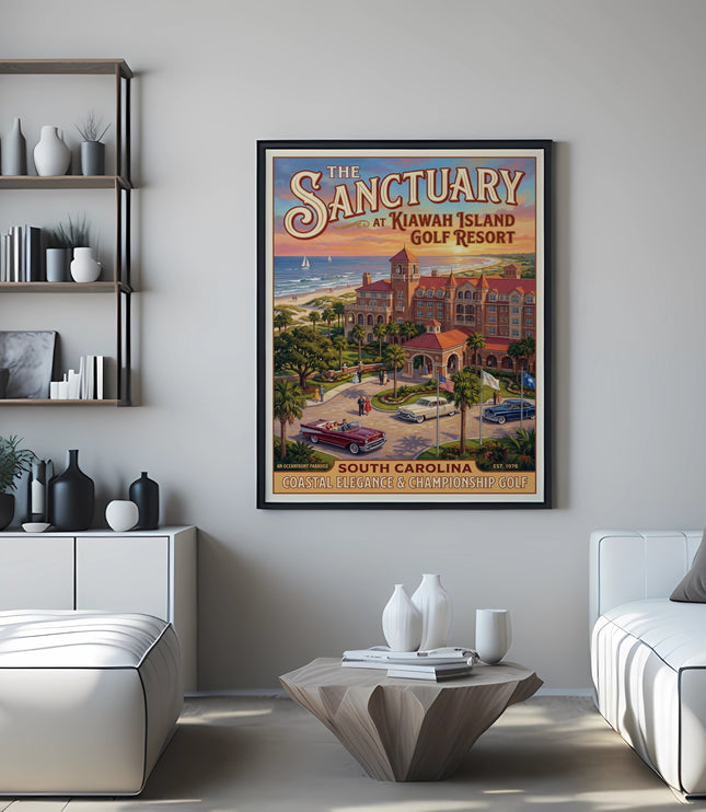 The Sanctuary at Kiawah Island Golf Resort poster with oceanfront view.