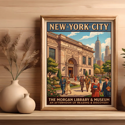 Vintage poster for The Morgan Library & Museum in New York City.