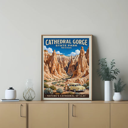 Poster of Cathedral Gorge State Park, Nevada, "Nature's Cathedral of Clay."