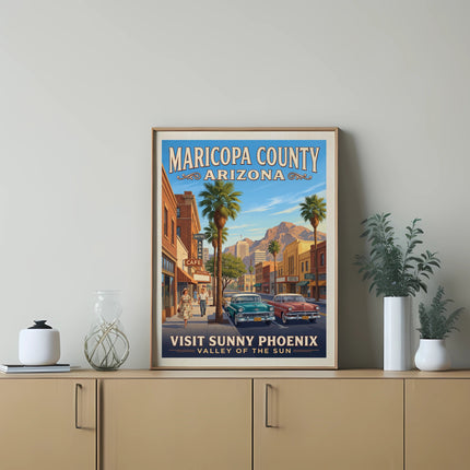 Maricopa County Arizona VISIT SUNNY PHOENIX Valley of the Sun poster.