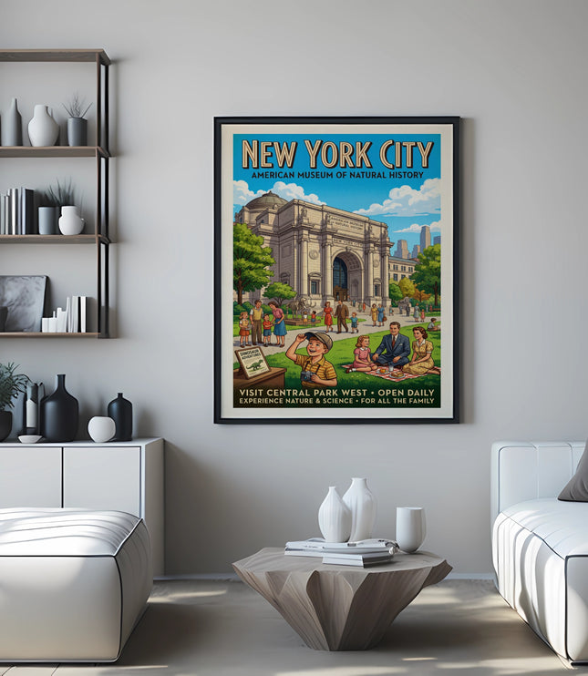 New York City poster featuring the American Museum of Natural History building.