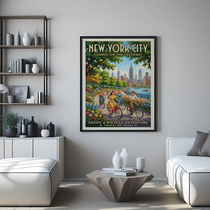 New York City summer on the Greenway bicycle adventure poster.