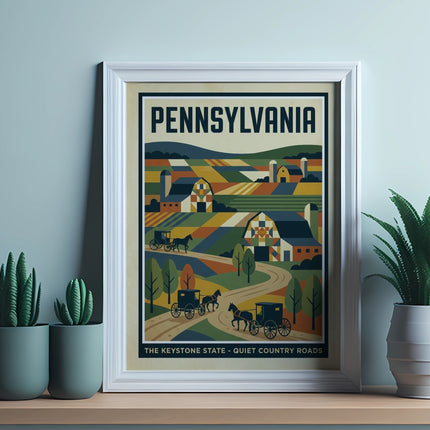 Pennsylvania Keystone State Quiet Country Roads vintage travel poster.
