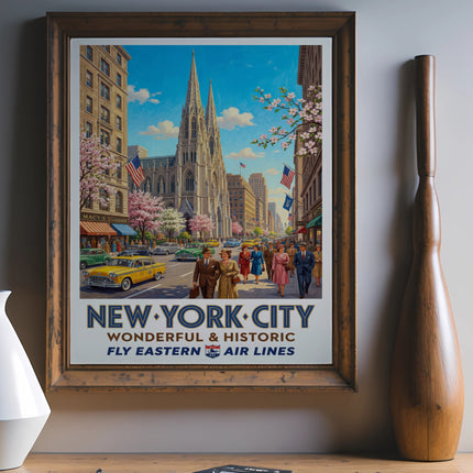 Vintage travel poster for New York City by Eastern Air Lines.