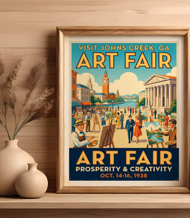 Vintage poster for Johns Creek, GA Art Fair, October 14-16, 1938.