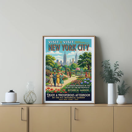 New York City Botanical Gardens vintage travel poster from 1947.