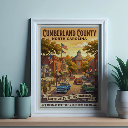 Poster of Fayetteville's Historic Downtown in Cumberland County, North Carolina.