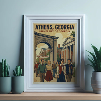 University of Georgia poster featuring students and Arch in Athens, Georgia.