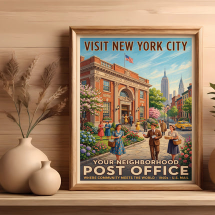 Vintage poster of Washington Square Post Office, New York City.