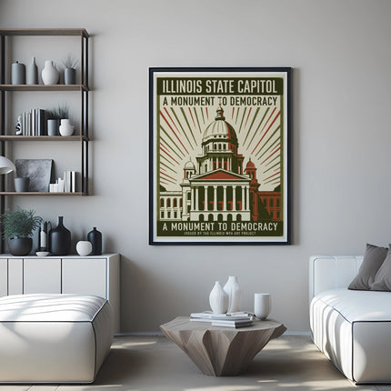 Illinois State Capitol poster: A monument to democracy.