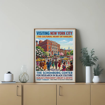 Poster for The Schomburg Center for Research in Black Culture in Harlem.