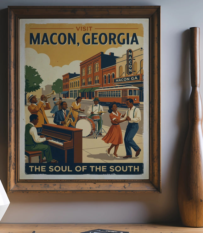 Visit Macon, Georgia, "The Soul of the South" poster art.