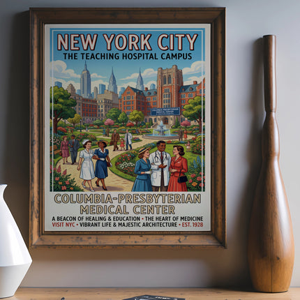 New York City Columbia-Presbyterian Medical Center vintage poster.