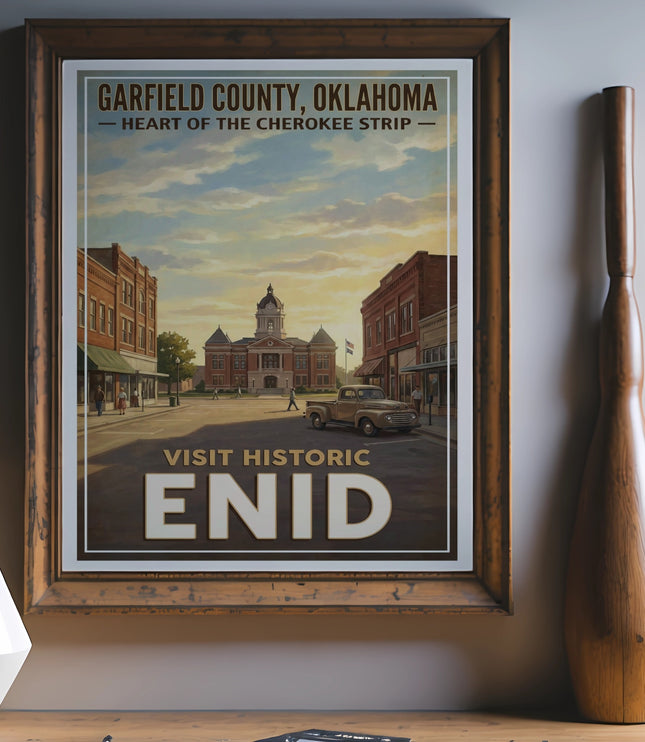 Garfield County, Oklahoma - Heart of the Cherokee Strip, Visit Historic Enid poster.