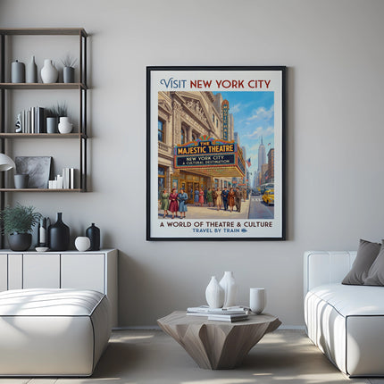 Majestic Theatre poster for New York City, a cultural destination.