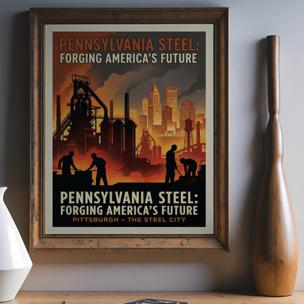 Pennsylvania Steel: Forging America's Future poster with industrial scene.