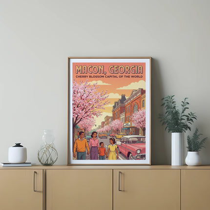 Macon, Georgia Cherry Blossom Capital of the World vintage travel poster.