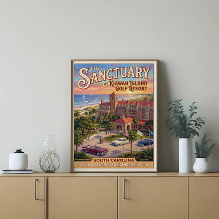 The Sanctuary at Kiawah Island Golf Resort poster featuring coastal elegance and golf.