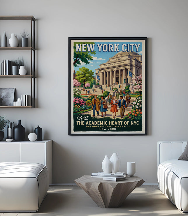 Vintage New York City poster for The Academic Heart of NYC.
