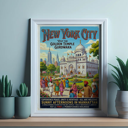 Vintage New York City Golden Temple Gurdwara poster.