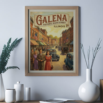 Galena Historic Main Street Illinois vintage travel poster artwork.