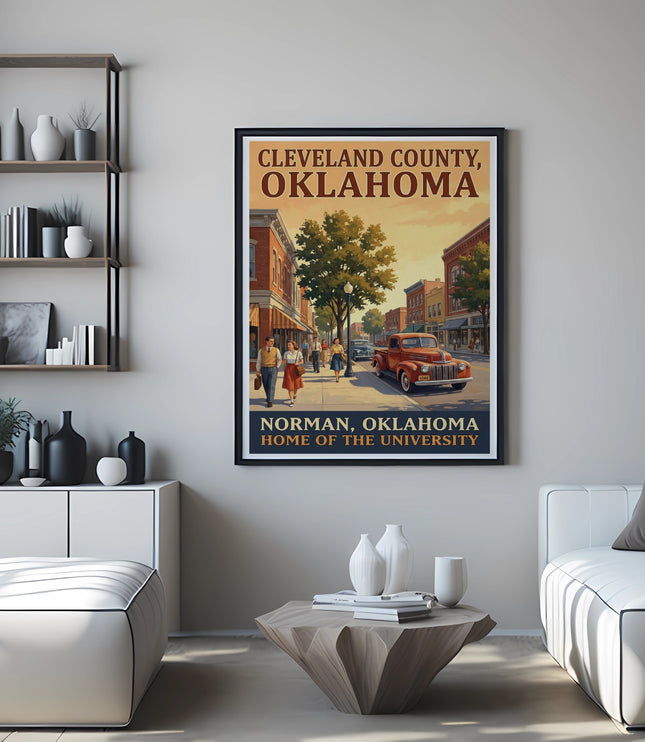 Cleveland County, Oklahoma, Norman: Home of the University vintage poster.