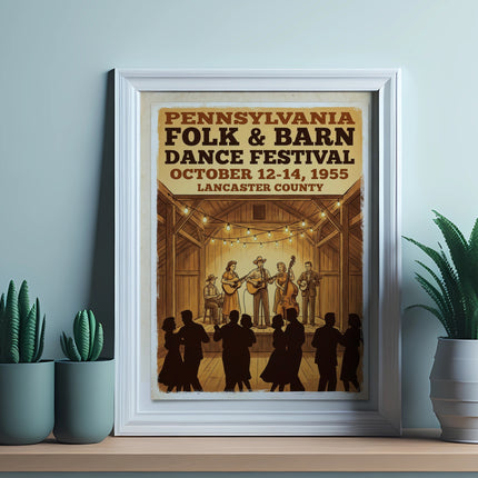 Poster for Pennsylvania Folk & Barn Dance Festival, October 12-14, 1955, Lancaster County.