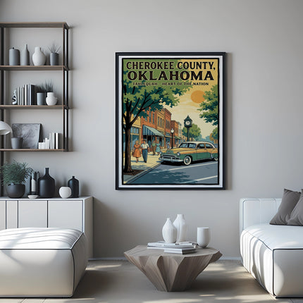 Cherokee County, Oklahoma Tahlequah Heart of the Nation artwork.