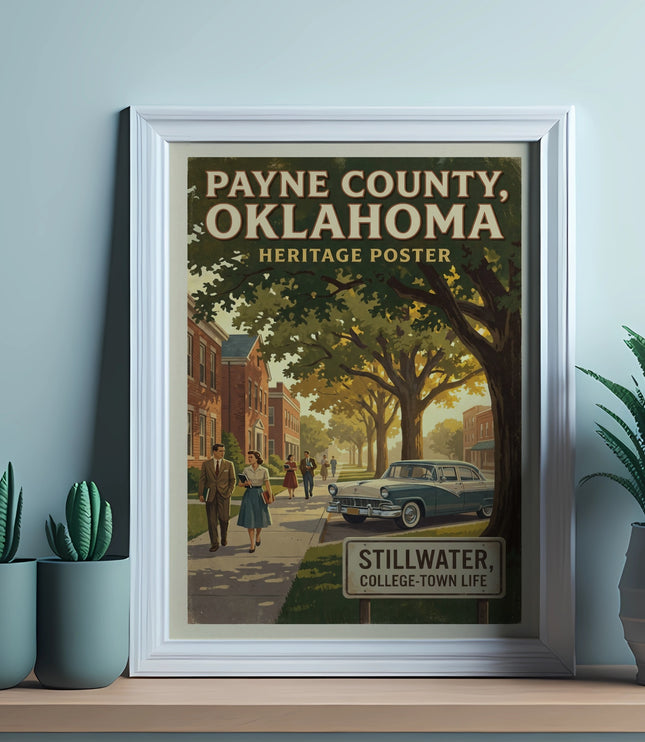 Payne County, Oklahoma Heritage Poster: Stillwater, College-Town Life.