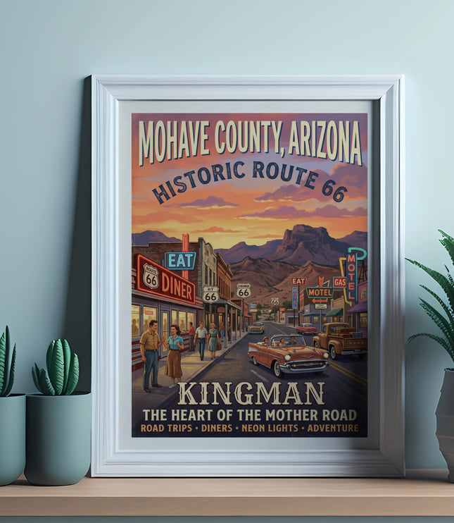 Mohave County, Arizona Historic Route 66 poster with Kingman on the bottom.