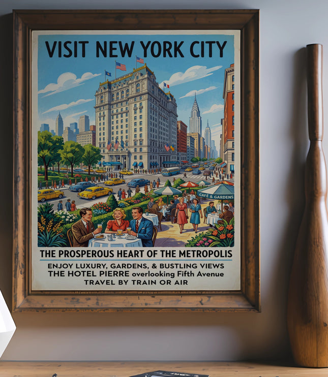 Vintage poster: Visit New York City, The Hotel Pierre, Fifth Avenue.