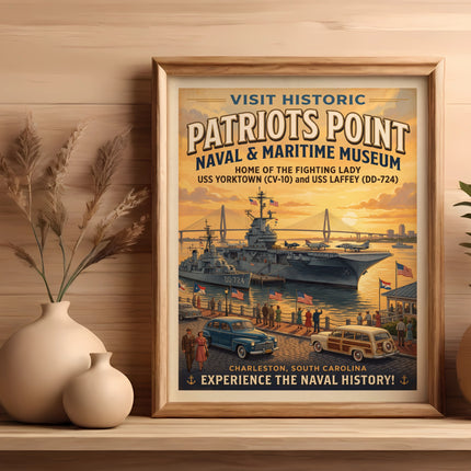 Patriots Point Naval and Maritime Museum poster with USS Yorktown and USS Laffey.