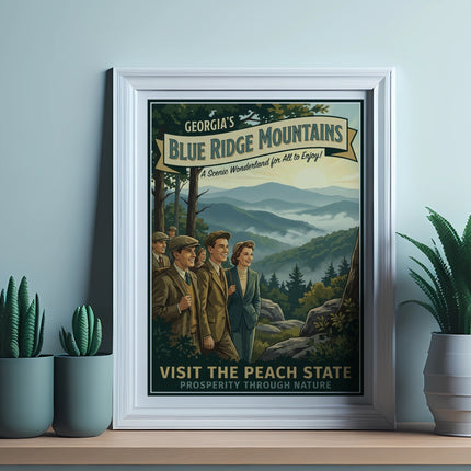 Georgia Blue Ridge Mountains travel poster with text "A Scenic Wonderland".