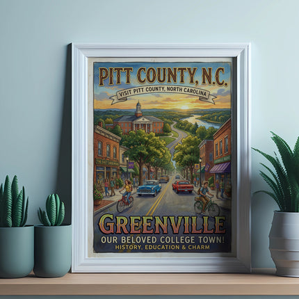 Pitt County, N.C. poster featuring Greenville, our beloved college town.