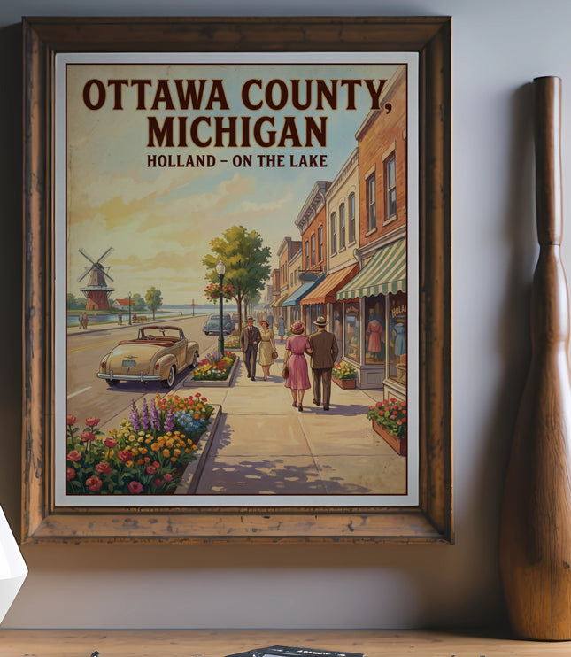 Ottowa County, Michigan Holland on the Lake vintage poster art.