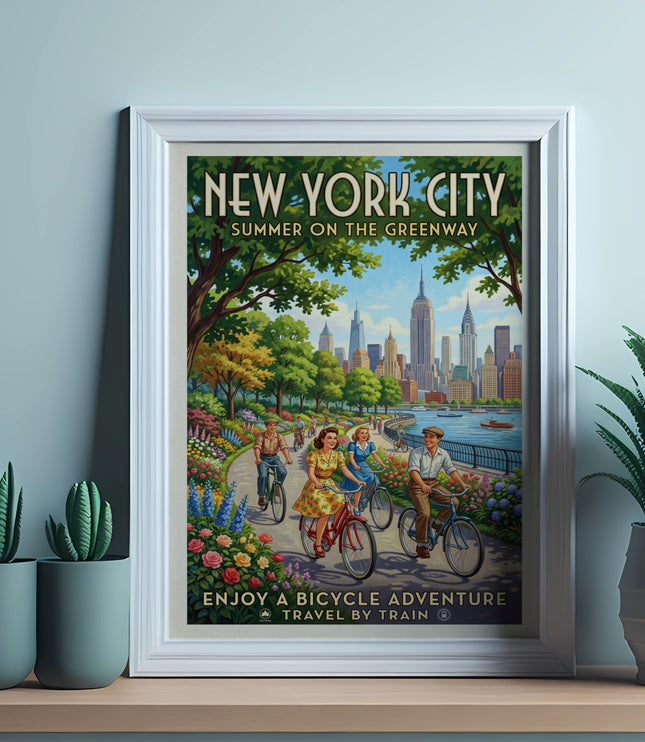 New York City Summer on the Greenway bicycle adventure poster.