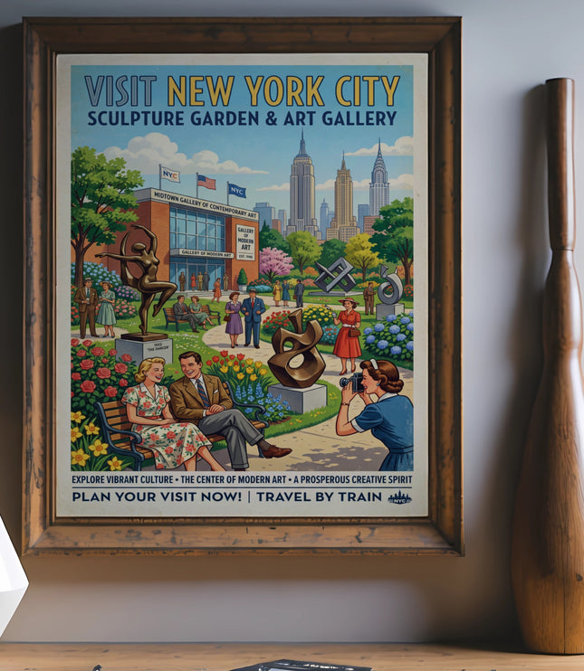 Vintage poster for Visit New York City Sculpture Garden & Art Gallery.