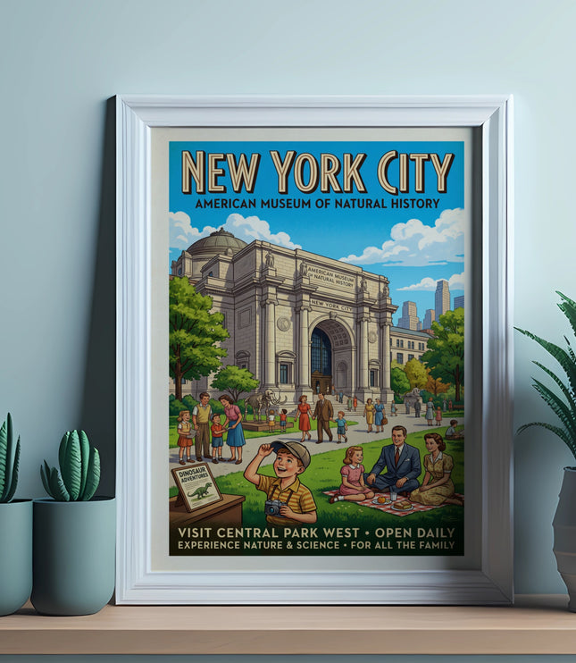 New York City American Museum of Natural History vintage travel poster.